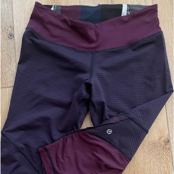 Lululemon Run For Your Life Crop 17”. EUC! Hyper Stripe Plum/Plum Pow Stripe - Picture 13 of 14